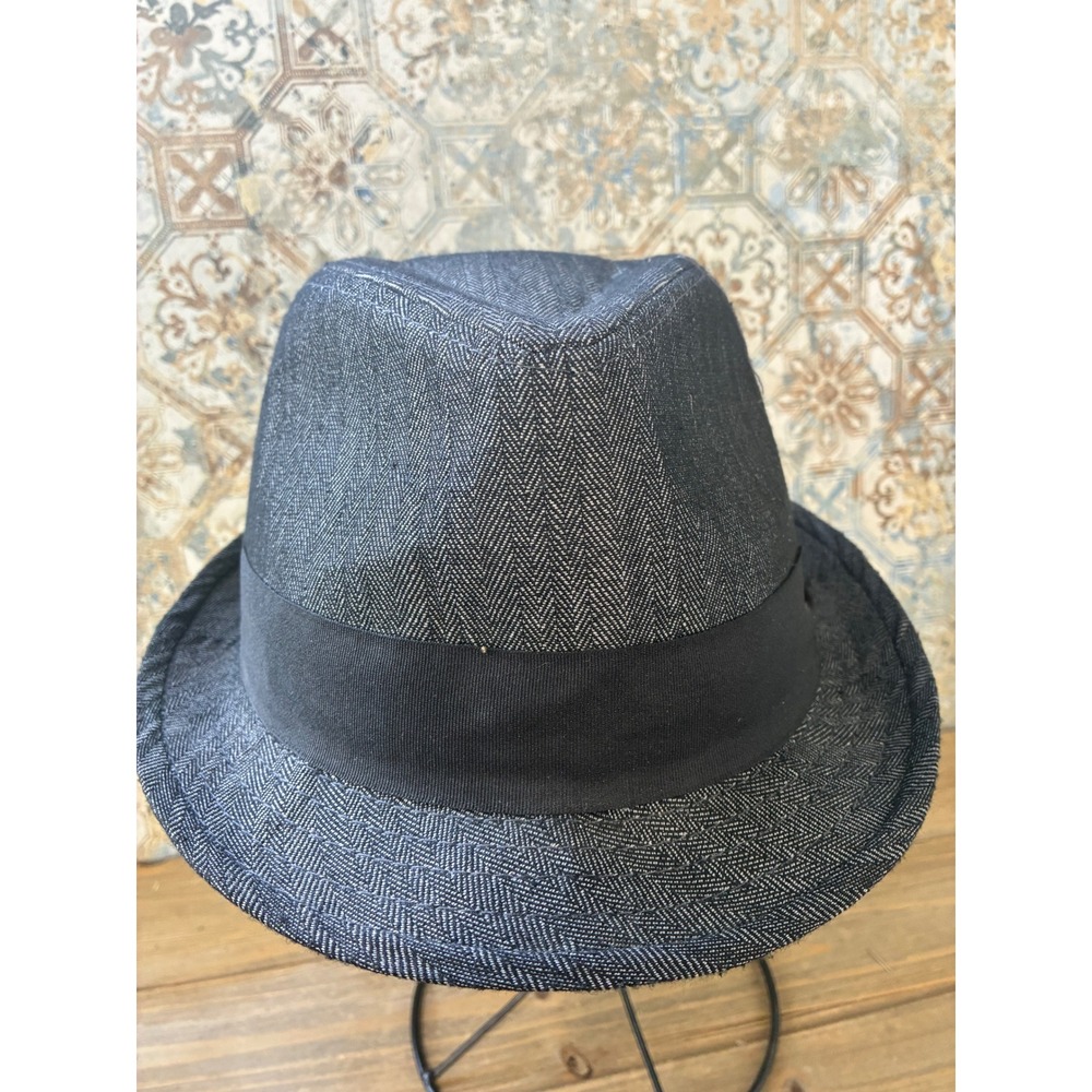 Stetson All American Mens Fedora Hat Navy Blue Herringbone Trilby XL